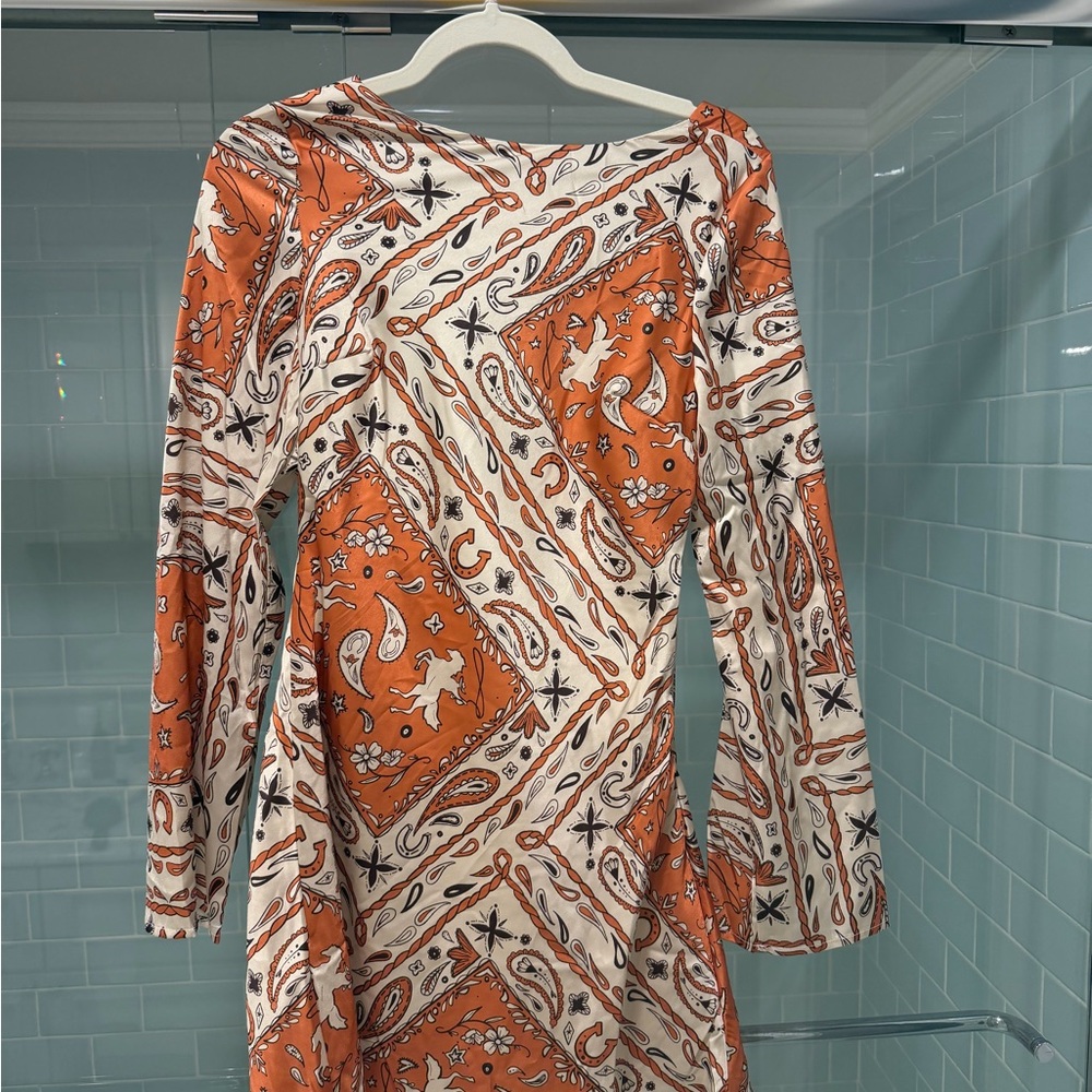 Orange and White Patterned Dress